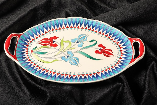 Handicraft painting on ceramic tray