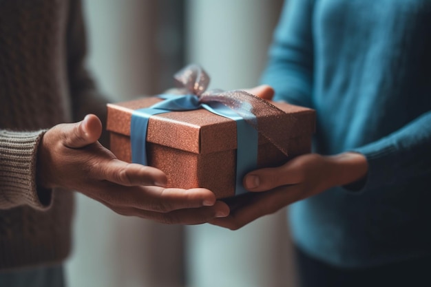 Premium AI Image | handing a gift box to each other