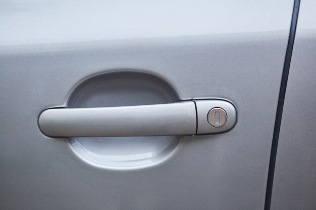 Photo handle of a silver car door