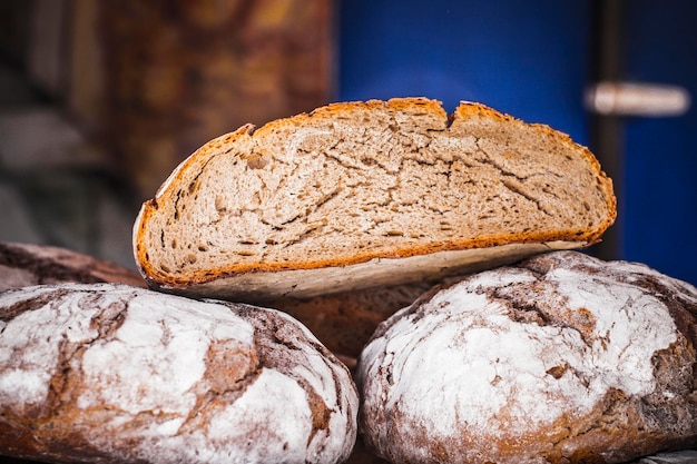 Handmade artisan bread in a medieval fair