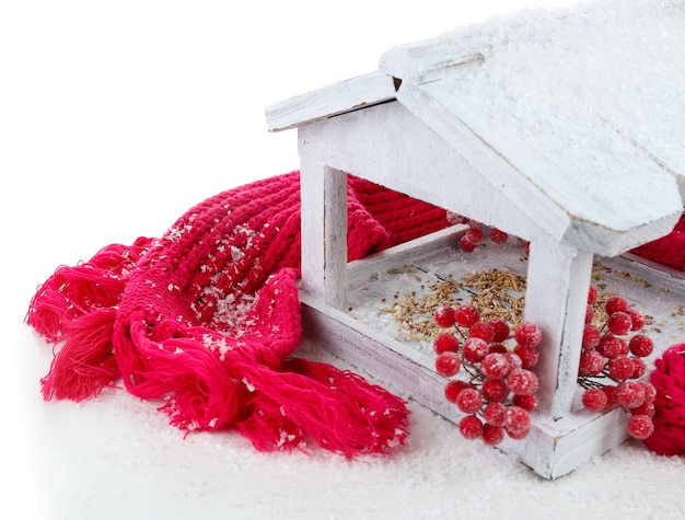 Handmade birdhouse isolated on white