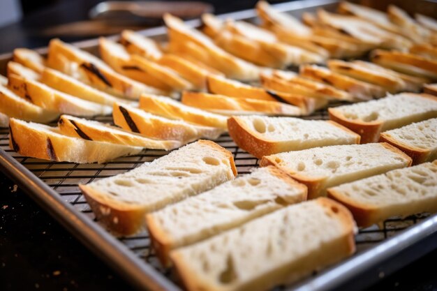 Handmade bread slices ready for bruschetta topping