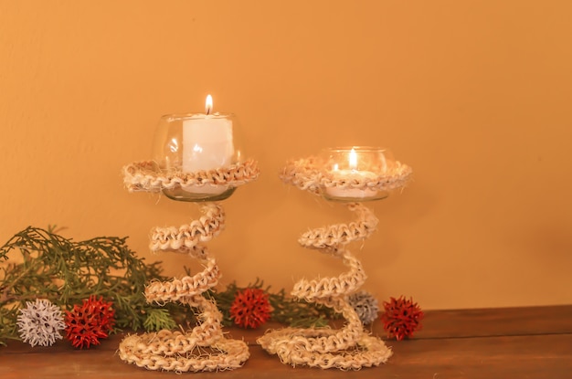 Photo handmade candlesticks made with recycled materials