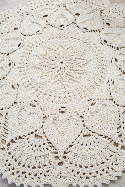 Handmade carpet knitted from natural threads flooring natural cotton Beige handmade carpet Knitted decorative item