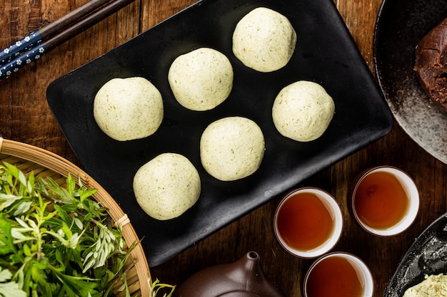 Handmade Chinese Qingming Festival green dumpling