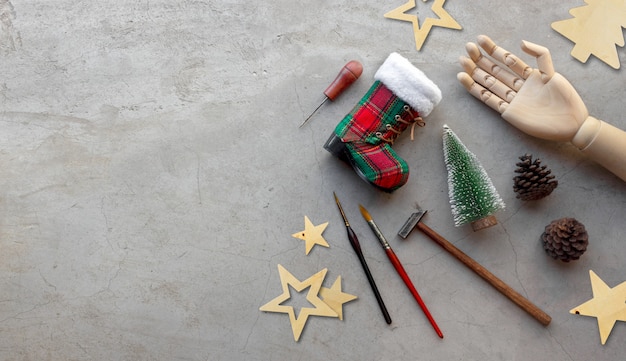 Handmade christmas decoration with tools