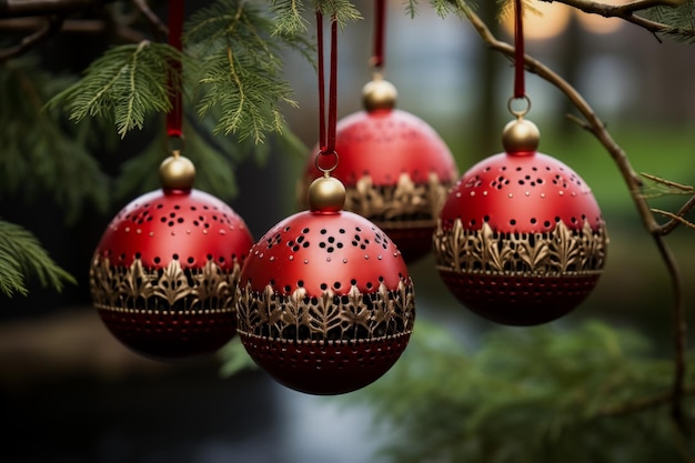 Handmade Christmas ornaments from recycled materials in festive setting