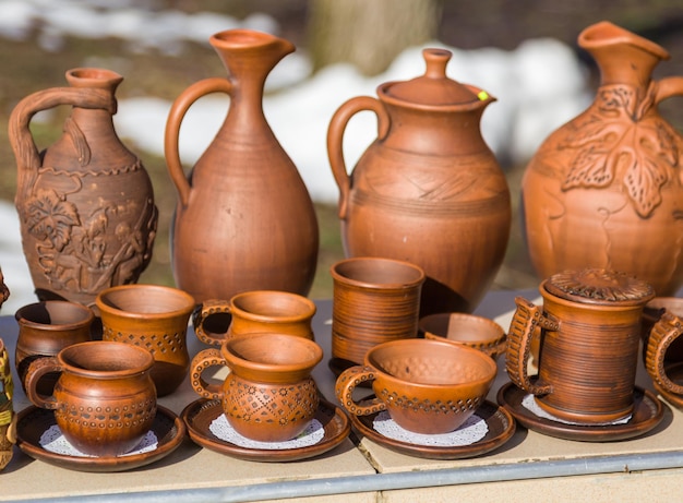 手作りの粘土器具陶器環境にやさしい食器