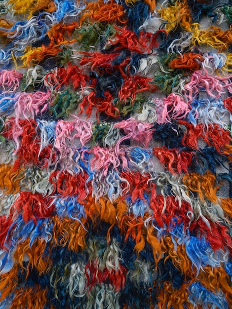 Photo handmade colorful wool carpet texture