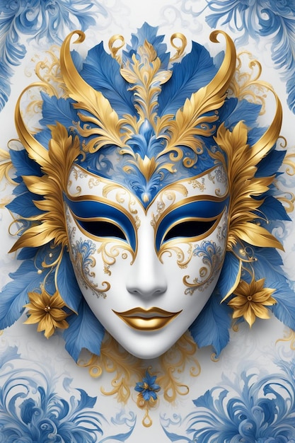 handmade delicate carnival Venetian mask over misty hazy venetian cityscape mardi grass tradition