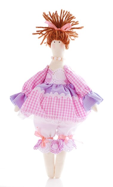 Handmade doll isolated on white