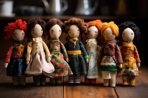 Photo handmade dolls set to donate to children for christmas