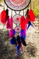 handmade dream catcher with feathers threads and beads rope hanging