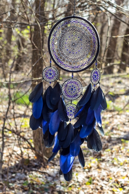 Handmade dream catcher with feathers