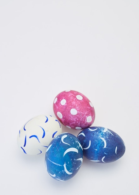 Handmade easter eggs on  white