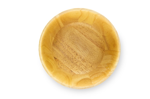 Handmade empty wooden bowl isolated