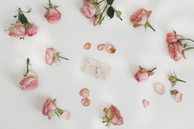 Handmade floral soap with rose buds Natural cosmetics