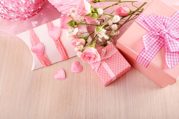 Handmade gift on Valentine Day, close-up