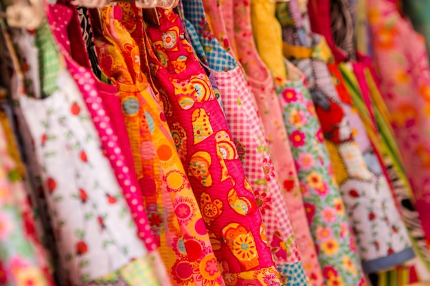 Handmade girls dresses on sale at the local farmers market.