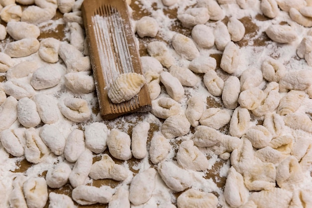 Handmade gnocchi on the table