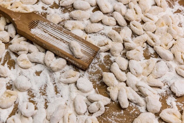 Handmade gnocchi on the table