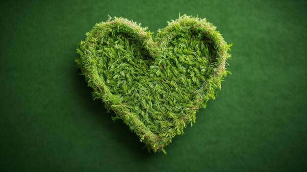 Photo a handmade green heart shaped grass