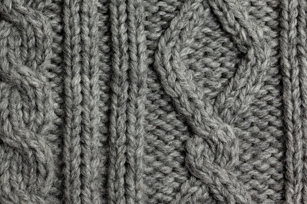 Handmade grey knitting wool texture background