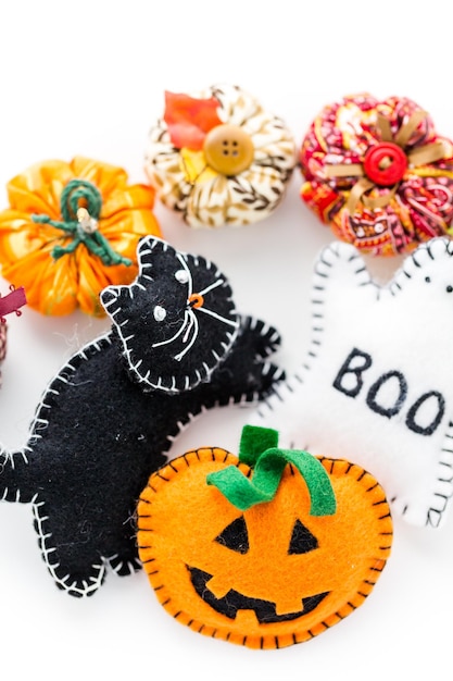 Handmade Halloween decorations from fabric.