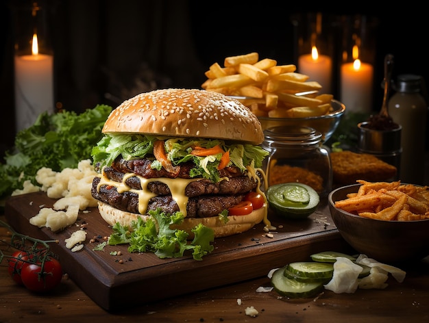 Handmade hamburger fastfood delicious photo