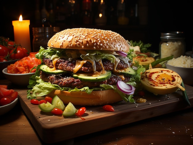 Handmade hamburger fastfood delicious photo