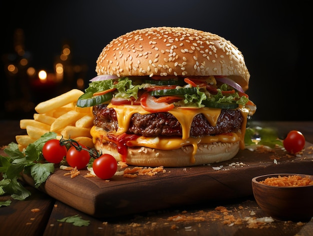 Handmade hamburger fastfood delicious photo