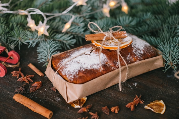 Handmade homemade sweets on a Christmas background. Cooking. Toning