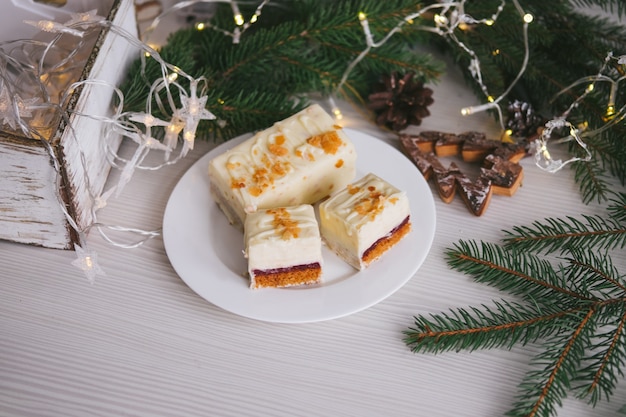 Photo handmade homemade sweets on a christmas.