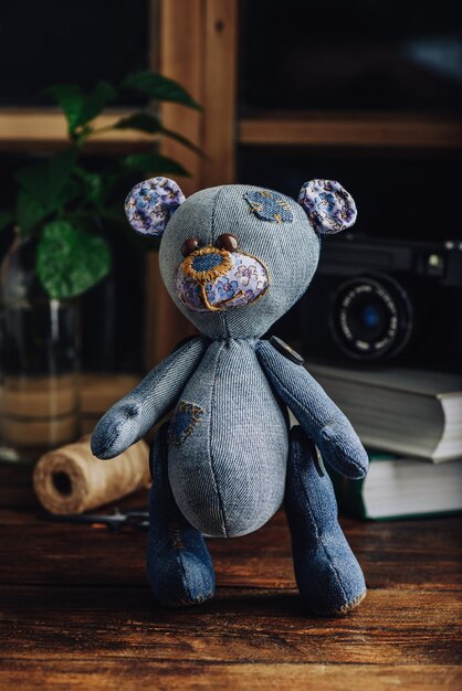 Photo handmade jeans bear toy