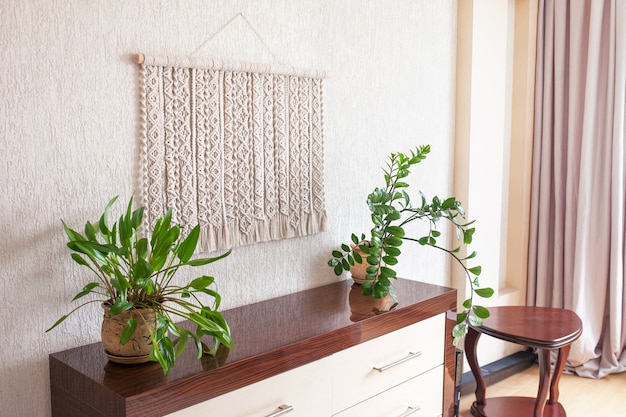 Handmade macrame 100 cotton wall decoration with wooden stick