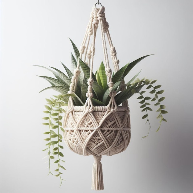 Handmade Macrame Plant Hanger with Houseplants