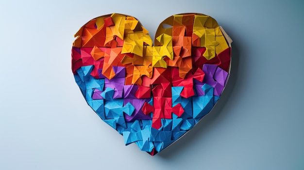 Handmade multicolored hearts made in support of children with autism syndrome