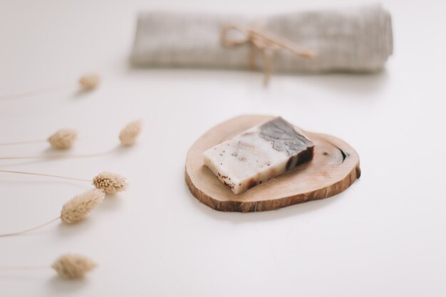 Handmade natural organic soap isolated on white 