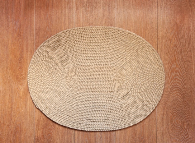 Handmade ovalshaped jute carpet in the interior