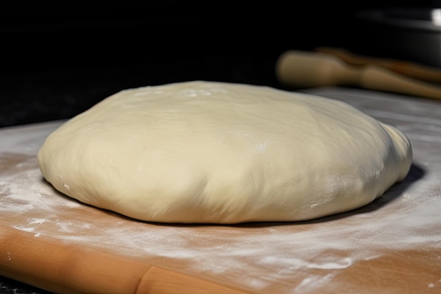 Handmade pizza dough ready to be rolled into perfect round crust created with generative ai