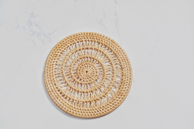 handmade  round woven placemat.isolated on a white background.