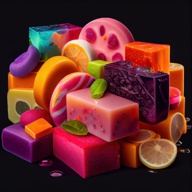 手作り石鹸 職人 化粧品 ケア 洗剤 カラーソープ 抽象的 ジェネレーティブ AI イラスト