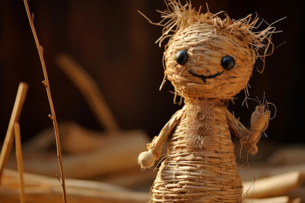 Photo handmade straw anthropomorphic doll toy