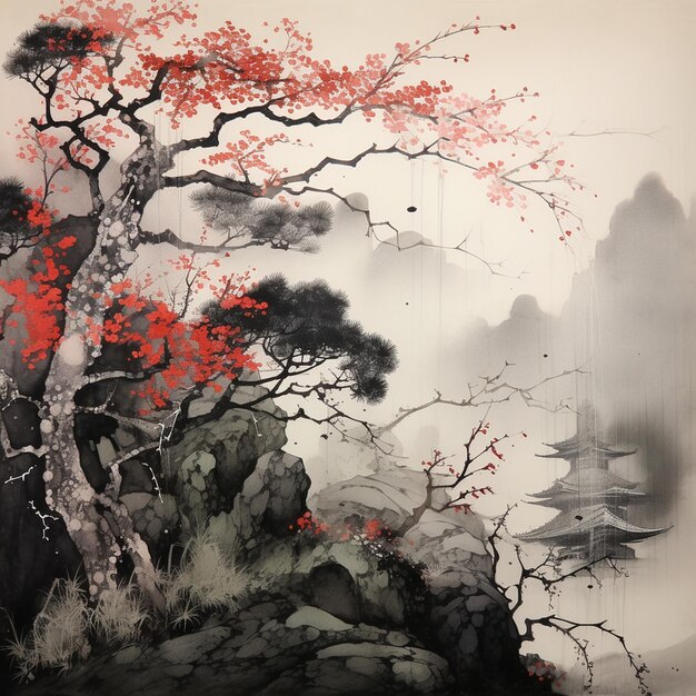 Photo handmade sumie painting