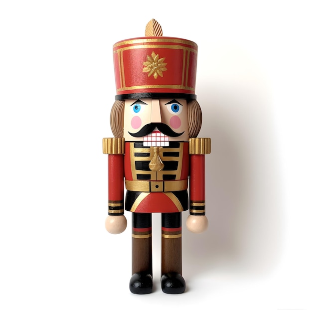 Handmade vintage nutcracker isolated on white background