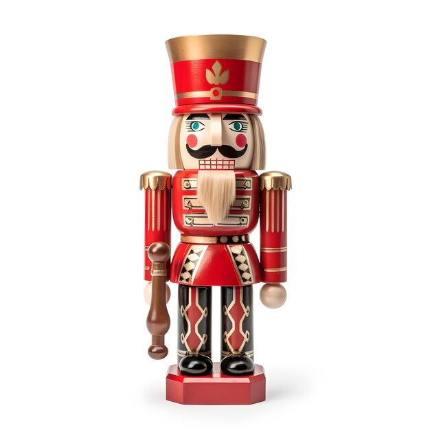 Photo handmade vintage nutcracker isolated on white background