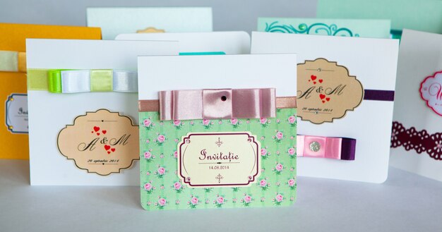 Handmade wedding invitations made of paper