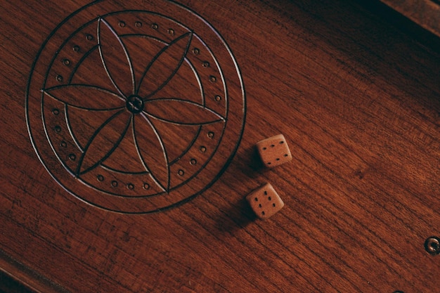 Handmade wooden backgammon for playing with natural wood