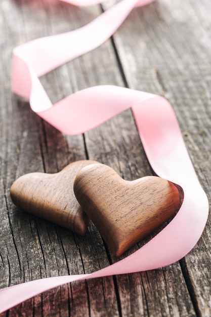 Handmade wooden hearts.