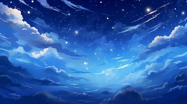 Handpainted cartoon beautiful illustration of starry sky